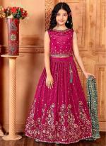 Chinnon Hot Pink Wedding Wear Sequins Work Readymade Kids Lehenga Choli